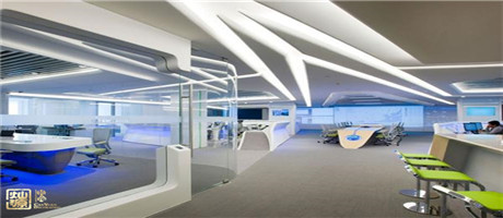 色彩鮮明的辦公室裝修視覺效果，報(bào)告我們也要這樣的裝修效果