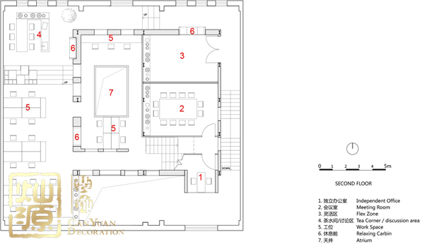 舊廠房改造辦公室案例:辦公室第二層裝修設(shè)計(jì)平面圖 舊廠房改造辦公室案例:辦公室第二層裝修設(shè)計(jì)平面圖