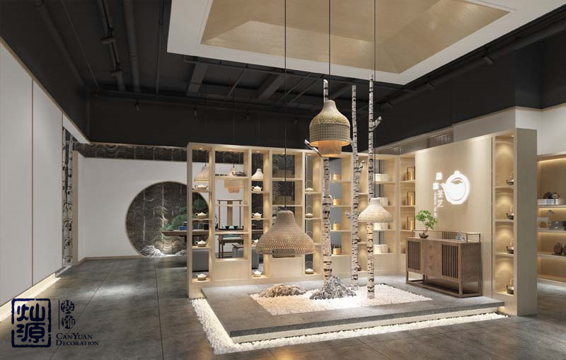 極簡風茶藝生活館設(shè)計效果圖案例