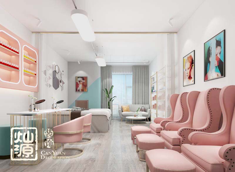 “揣摩顧客心理，小平米爆款專(zhuān)屬設(shè)計(jì)”——航洋城南寧美甲店設(shè)計(jì)裝修案例-燦源裝飾
