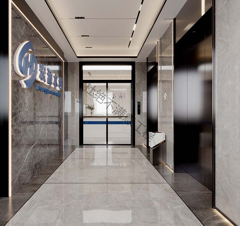 廣西辦公樓設(shè)計裝修電梯間效果圖